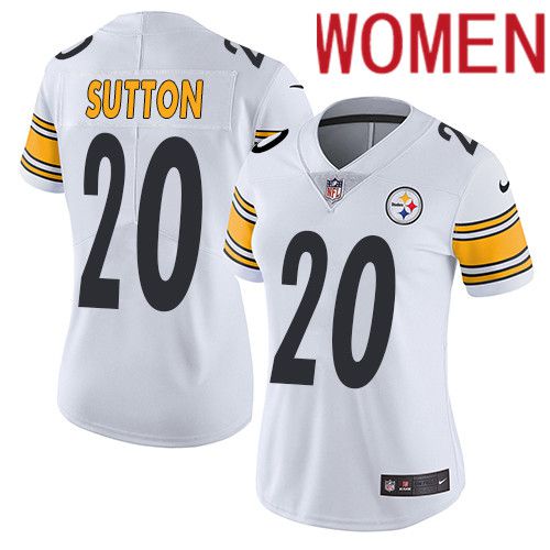 Women Pittsburgh Steelers 20 Cameron Sutton Nike White Vapor Limited NFL Jersey
